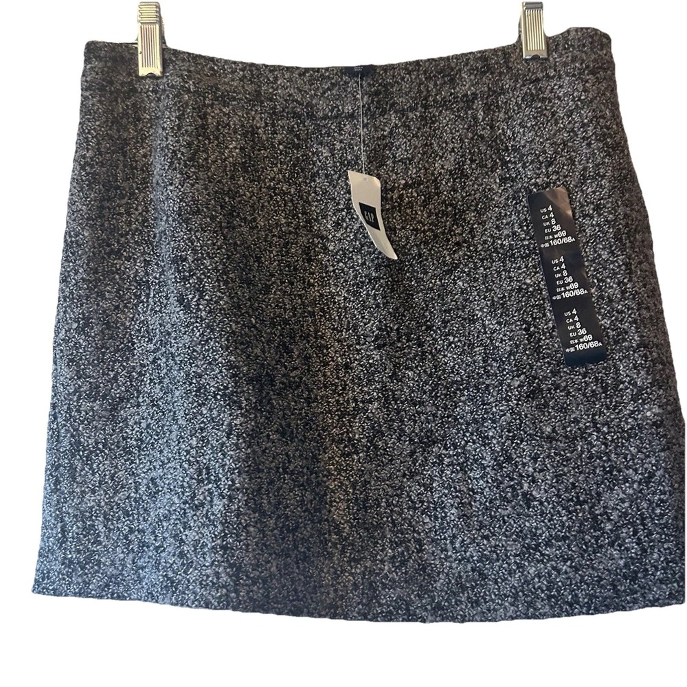 NEW Gap gray Tweed Lined Mini Skirt Size 4 Wool Blend Above Knee Side Zip NWT